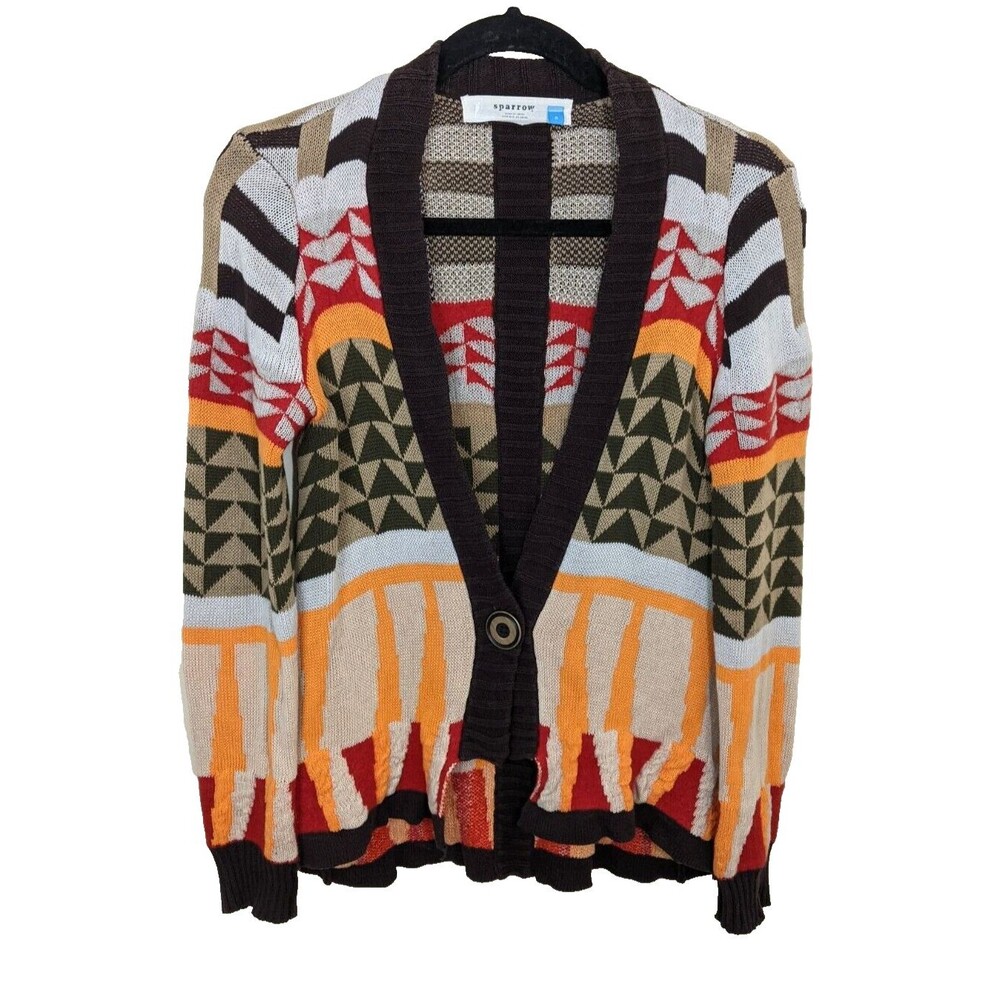 Anthropologie Sparrow Cardigan Sweater Linen Cotton Blend Single Button Small
